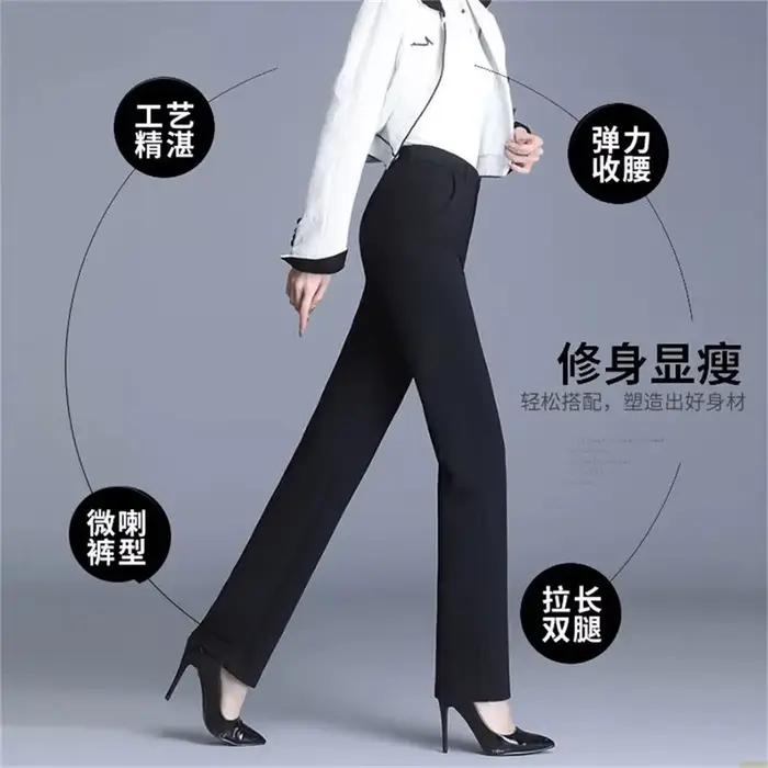 Pantalon drapé à taille haute pour femme, coupe droite, blanc, ample, décontracté, Long, élasticité,