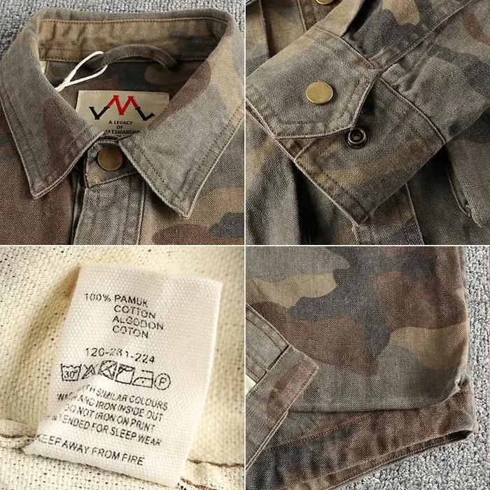 Chemise cargo tissée à la voile de perles de coton, conception de poche tridimensionnelle, éventail
