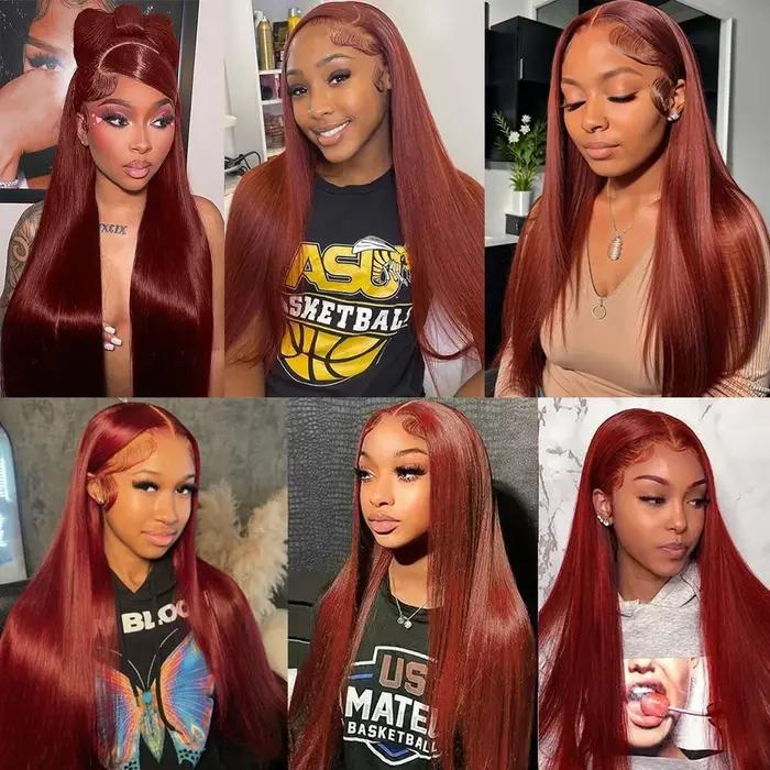 Perruque malaisienne naturelle, cheveux lisses, brun rousse, 4x4, 30 pouces, pre-plucked, avec baby