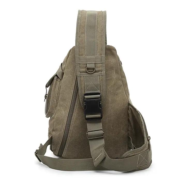 Sac de poitrine en toile imperméable pour hommes, sac à bandoulière Messenger, voyage décontracté, h