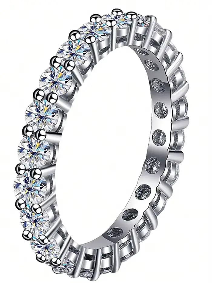 Bague classique en argent Sterling 925 pour femmes, bague simple en Zircon à une rangée, fiançailles