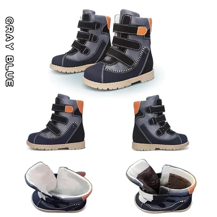 Chaussures orthopédiques 4 roues motrices en cuir de vache pour garçons, bottes décontractées pour e
