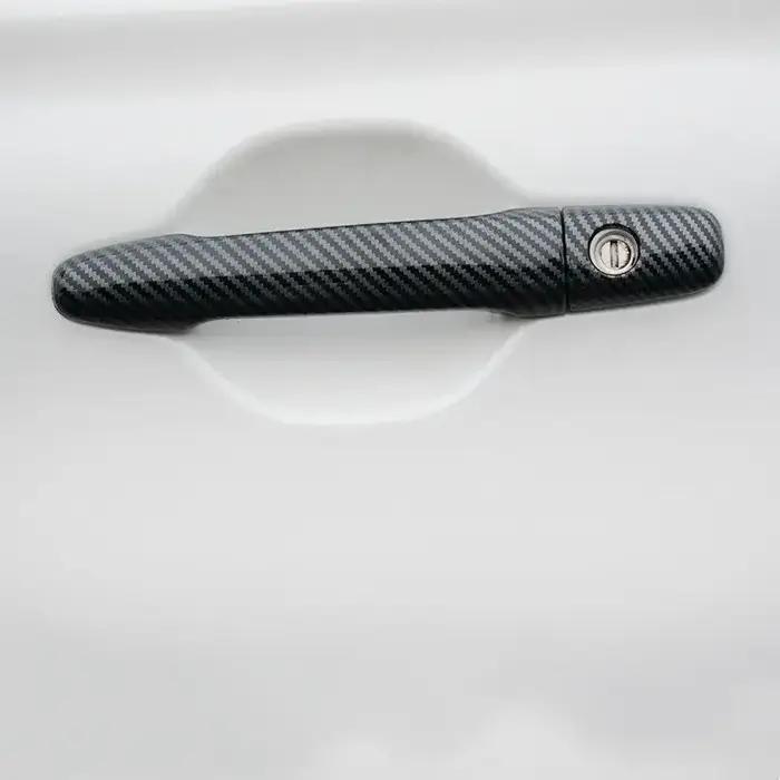 Pour Mitsubishi Lancer ASX 2008-2020 noir brillant en Fiber de carbone Chrome poignée de porte de vo