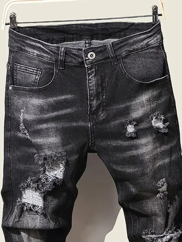 Mode hommes jean pantalon Stretch bleu jean moulant pour hommes décontracté coupe ajustée Denim pant