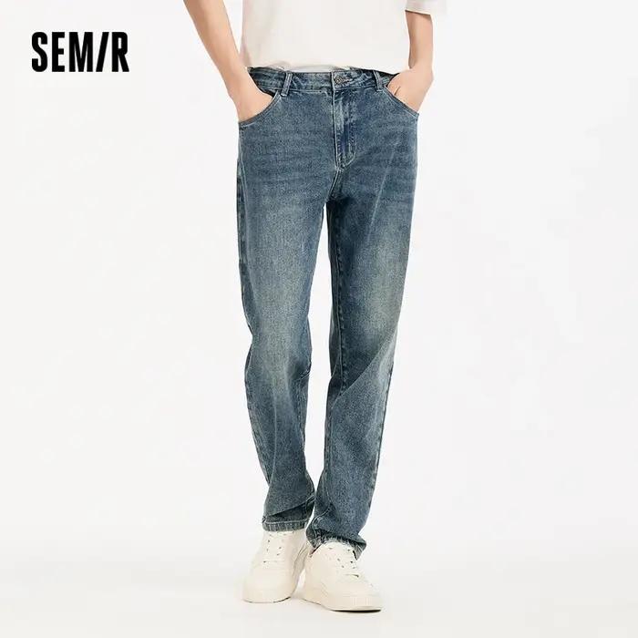 Jean Homme Semir Vintage Délavé Coton Élastique Doux Coupe Slim Polyvalent Tendance 2026 Décontracté