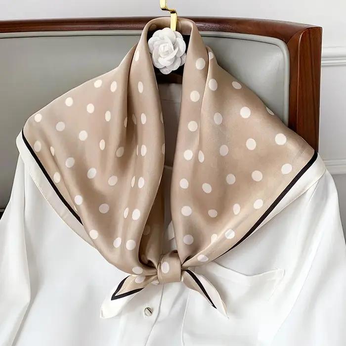 Écharpe carrée à pois pour femme, châles et enveloppes de luxe, petit sac à la mode, écharpes pour c
