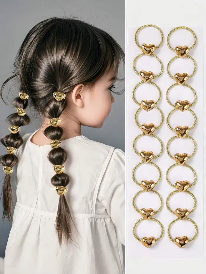 Lot de 10 jolis élastiques pour cheveux de style princesse pour bébés filles, avec paillettes dorées