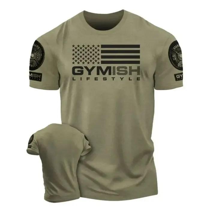 T-shirt col rond confortable et respirant pour hommes, mode d'été, entraînement musculaire, lettre i