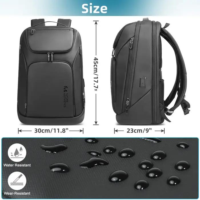 Sacs à dos d'affaires HK pour hommes, sac multifonctionnel pour ordinateur portable de 17.3 pouces,
