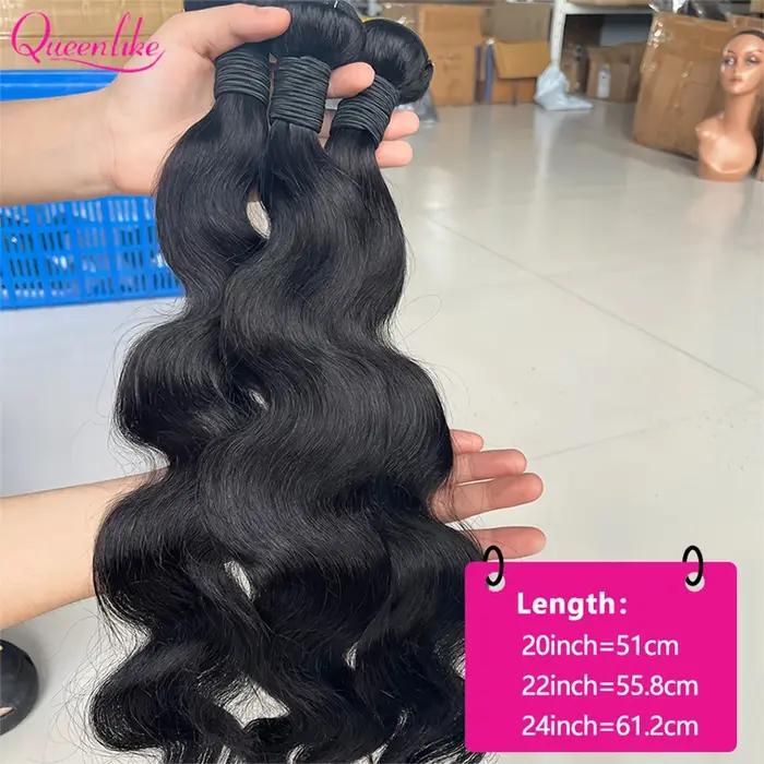 Queenlike 24 24 24 pouces corps vague paquets cheveux humains 12A brésilien cheveux bruts armure fai