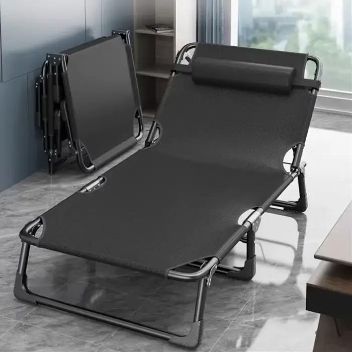 Lit pliant portable dextérieur et chaise longue avec appui tête mobilier de camping léger pour plage et bord de piscine détente totale relaxation confortable