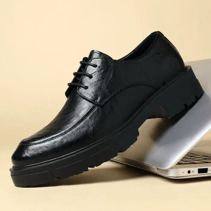 Chaussures en cuir à enfiler pour hommes, chaussures provoqué d'affaires, intérieur invisible, recom