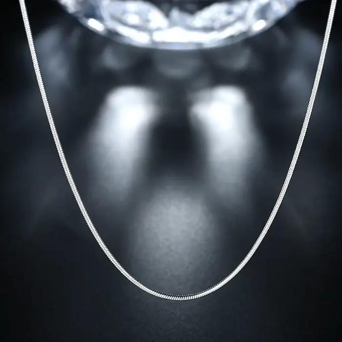 Collier chaîne serpent en argent sterling 925, 1MM, pour femmes et hommes, 16-30 pouces, à la mode,