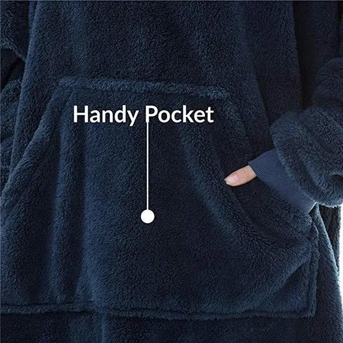 Couverture à capuche avec sourire double face pour hommes et femmes, grande poche, robe surdimension
