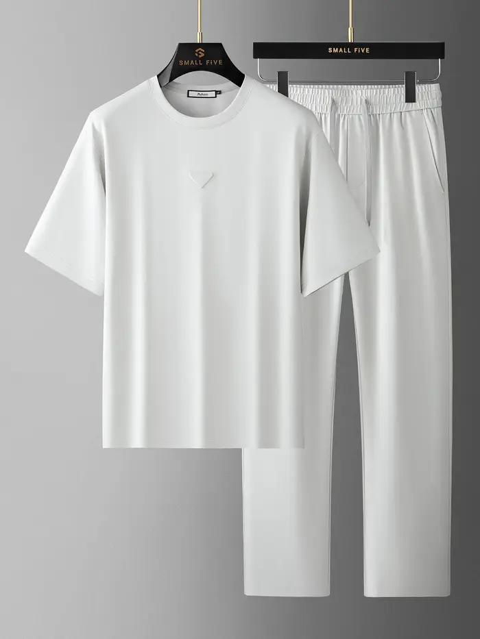 Ensemble deux pièces en coton modal doux pour homme, manches courtes, col rond, style sport décontra
