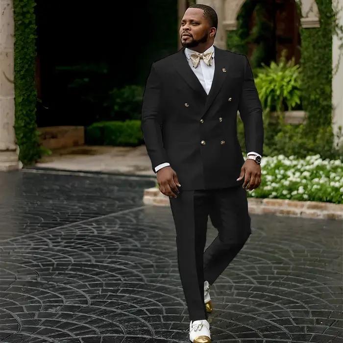 Blazer à col pointu imbibé de satin blanc 2 pièces pour hommes, veste à double boutonnage, smoking d