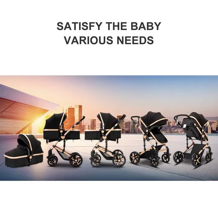 Poussette de luxe 3 en 1 pour bébé, avec siège auto et berceau, landau de paysage haut, légère, faci