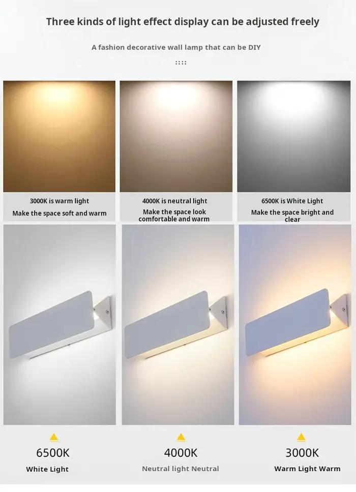 Applique murale LED d'intérieur en alliage d'aluminium, Angle réglable, pour la maison, le salon, la
