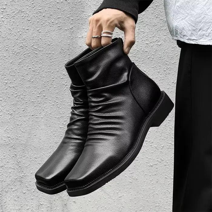 Bottes Chelsea décontractées pour hommes, tendance, Style britannique, grande taille, bout carré, co