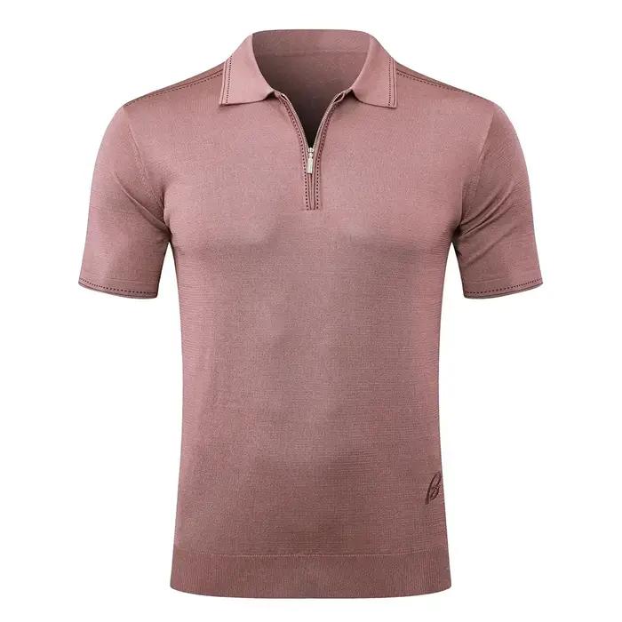 BILLIONAIRE BLSK CPRT polo soie hommes 2026 nouvelle couleur unie élastique à manches courtes mince
