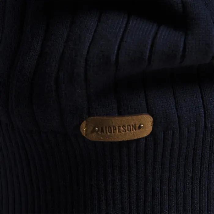 Pull tricoté en coton à col montant pour homme, pull chaud de haute qualité avec fermeture éclair, n