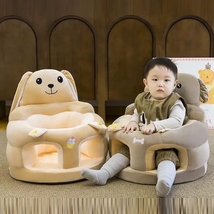 Canapé d'apprentissage pour bébé, siège vertical pour tout-petit avec dossier haut, chaise en peluch