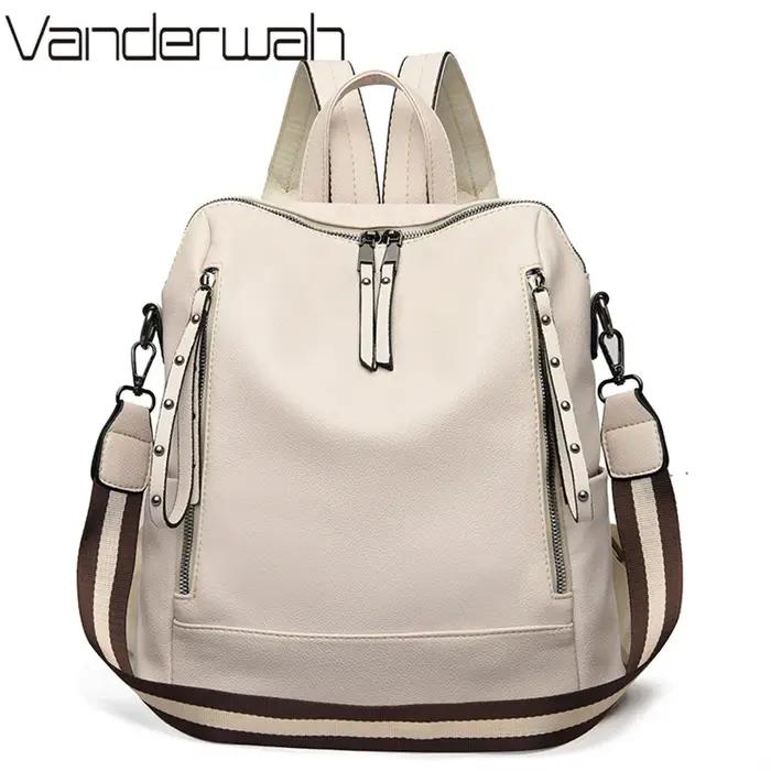 Sac à Dos de marque de luxe en cuir souple, étanche, Style Preppy, Sac multifonction pour jeunes étu