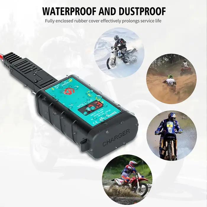 Chargeur USB étanche pour moto, interrupteur avec voltmètre, adaptateur de charge rapide, SAE vers U