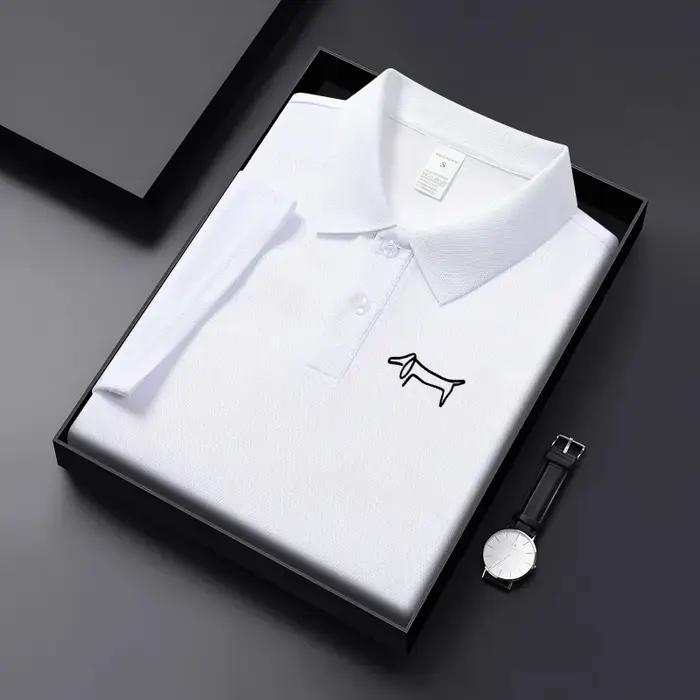 Nouveau T-shirt décontracté à col pour homme en tissu respirant de couleur unie, idéal pour le golf,