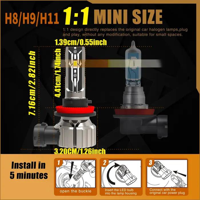 2x H11 H8 Led antibrouillard phare Canbus H16 H9 voiture ampoule Diode lampe 12v 55w pour Audi A4 8K
