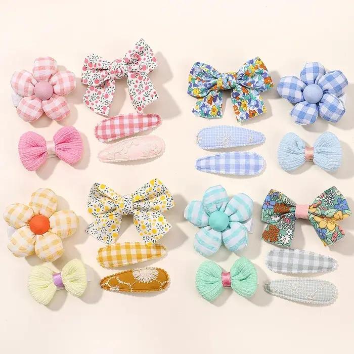 5 pièces/ensemble Mini bébé fille pince à cheveux mignon nœud Floral lapin princesse épingle à cheve
