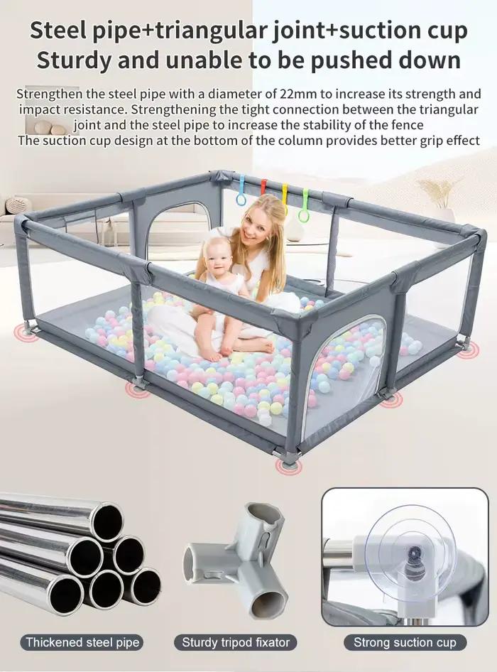 Parc pour bébé, barrière de sécurité pour enfant, clôture avec anneau de traction, boîte à balles, a